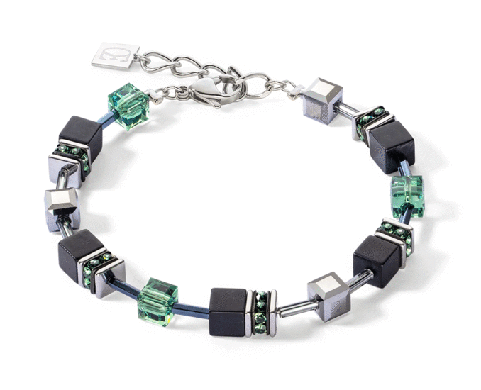 Coeur de Lion GeoCUBE® Iconic Precious Onyx bracelet silver-sage green 4018/30-0532