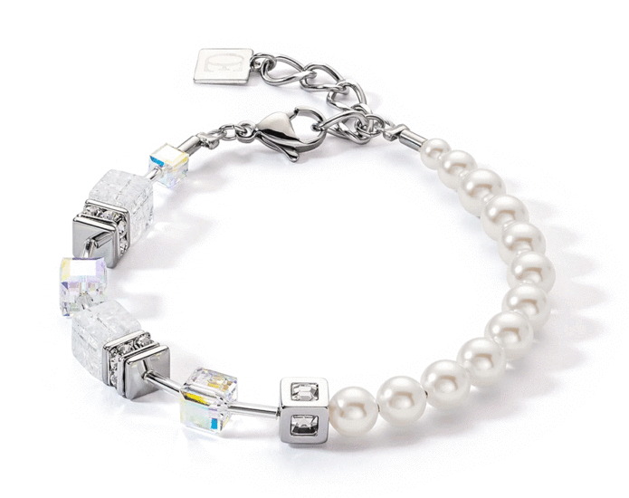 Coeur de Lion GeoCUBE® Precious Fusion Pearls Bracelet White 5086/30-1400