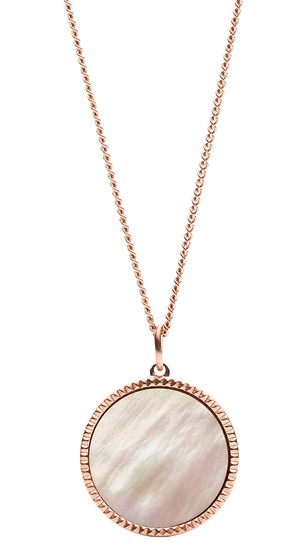 FOSSIL Coin Edge Mother Of Pearl and Rose Gold-Tone Steel Pendant JF03276791