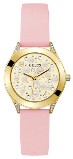 GUESS GOLD TONE CASE PINK SILICONE WATCH GW0381L2