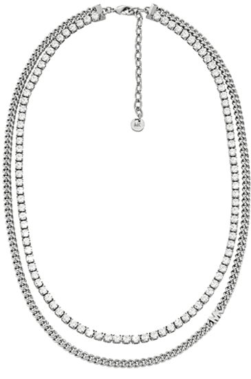 Michael Kors Precious Metal-Plated Brass Double Chain Tennis Necklace MKJ8276CZ040