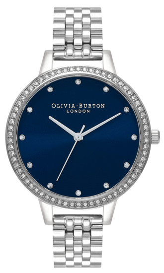 Olivia Burton Classic Sparkle Bezel Demi Dial Midnight & Silver Bracelet Watch OB16DE12