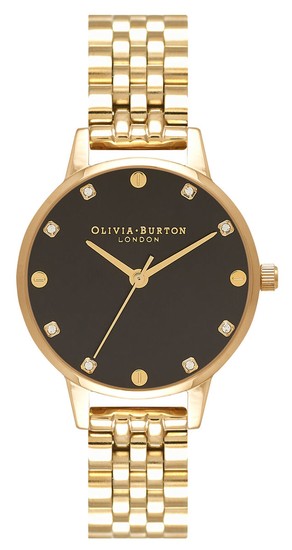 Olivia Burton Midi Black Sunray Dial Gold Bracelet Watch OB16SE17