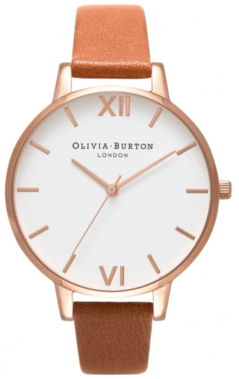 OLIVIA BURTON White Dial Tan Rose Gold Watch OB16BDW19
