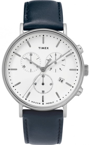 TIMEX Fairfield Chronograph 41mm Leather Strap Watch TW2T32500