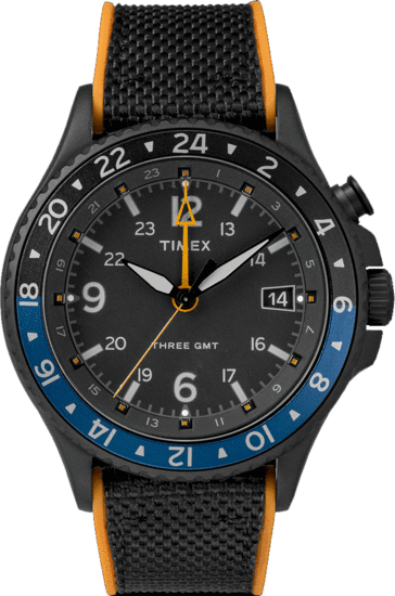 TIMEX Allied Three GMT 43mm Silicone Watch TW2R70600