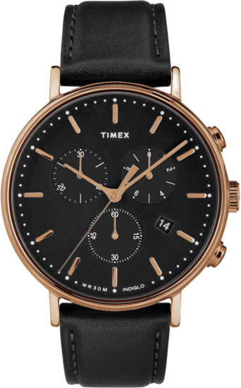 TIMEX Fairfield Chronograph 41mm Leather Strap Watch TW2T11600