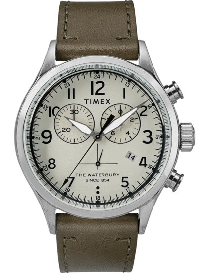 TIMEX Waterbury Traditional Chronograph 42mm Leather Strap Watch TW2R70800